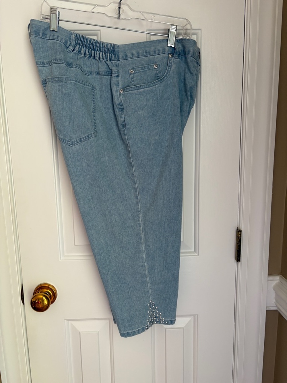 Ruby Rd. Light Blue Denim Capris with Embellished Hem